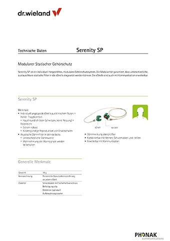 Serenity SP Technisches Datenblatt